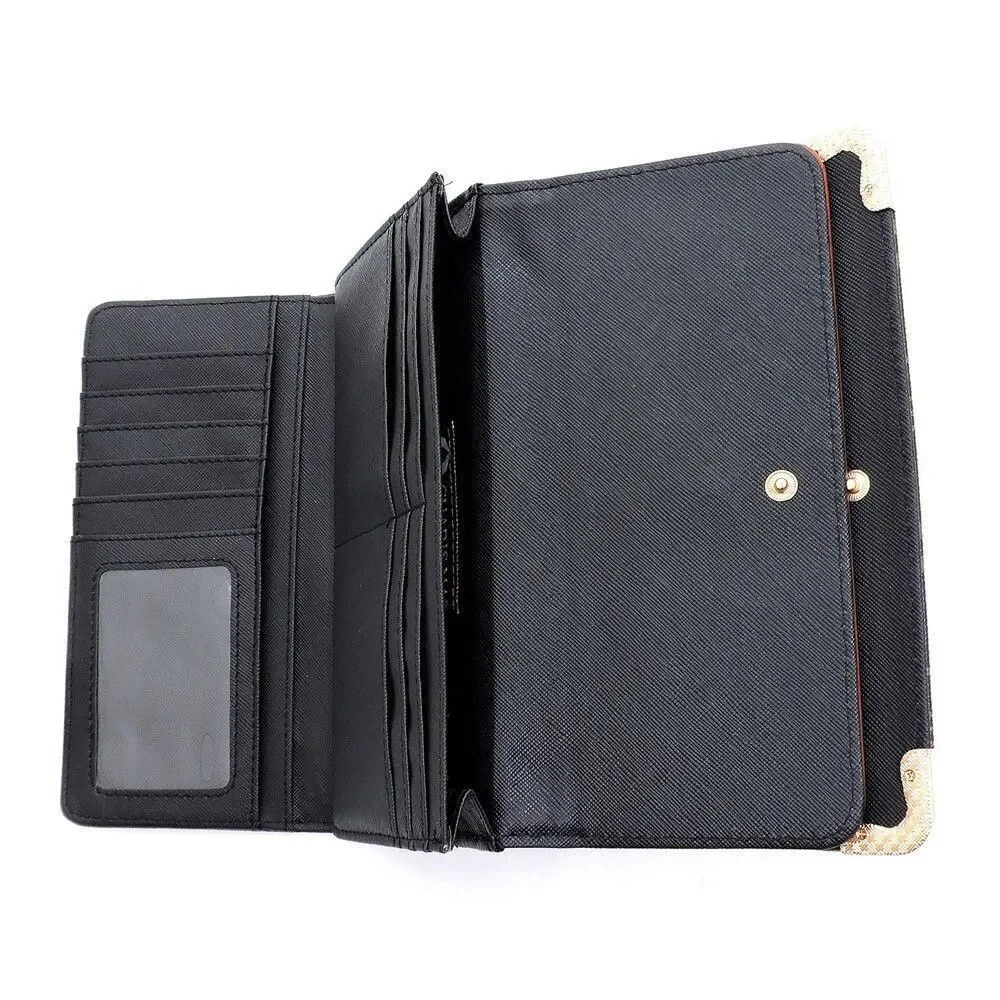 Women's Brown Tri-fold Clutch Cell Phone Wallet with  Credit Card Slots